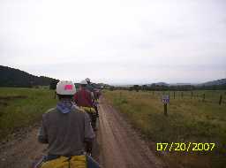 Obeying the speed limit on trail to Webster Lake from Clarks Fork Camp